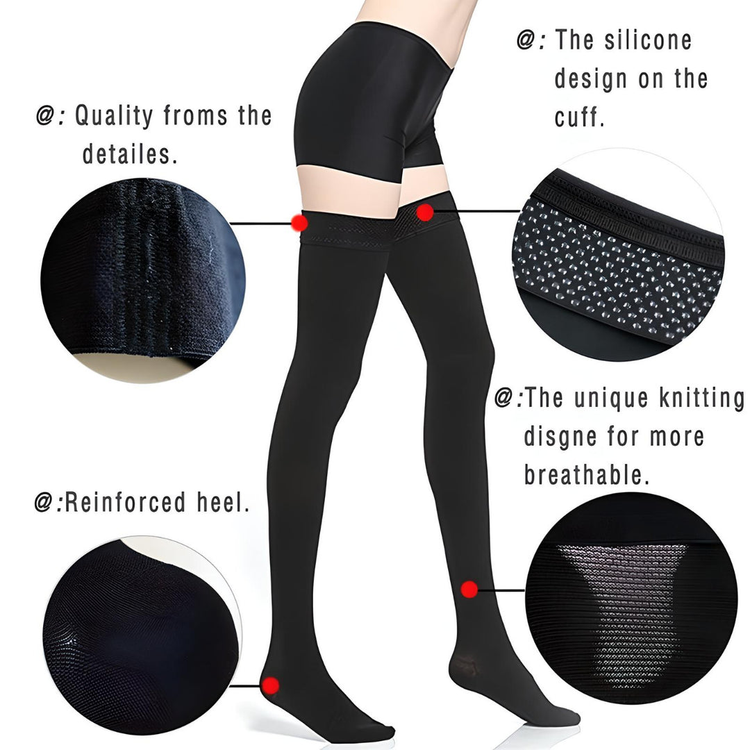 Thigh High Closed Toe Compression Stockings for Women