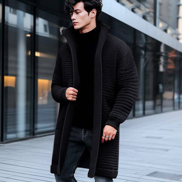 Men's Solid Color Mid-length Sweater Coat Men's Clothing