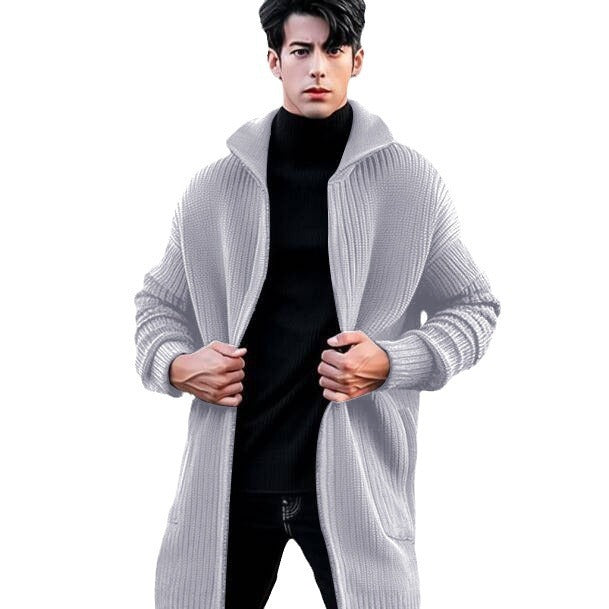 Men's Solid Color Mid-length Sweater Coat Men's Clothing