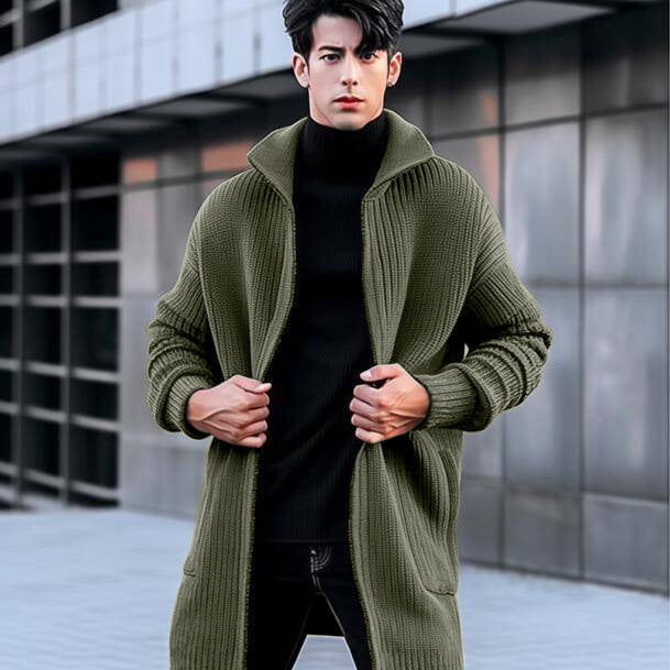 Men's Solid Color Mid-length Sweater Coat Men's Clothing