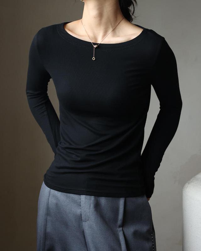 Women's Long Sleeve Modal Stretch Tee – Casual Simple Basics