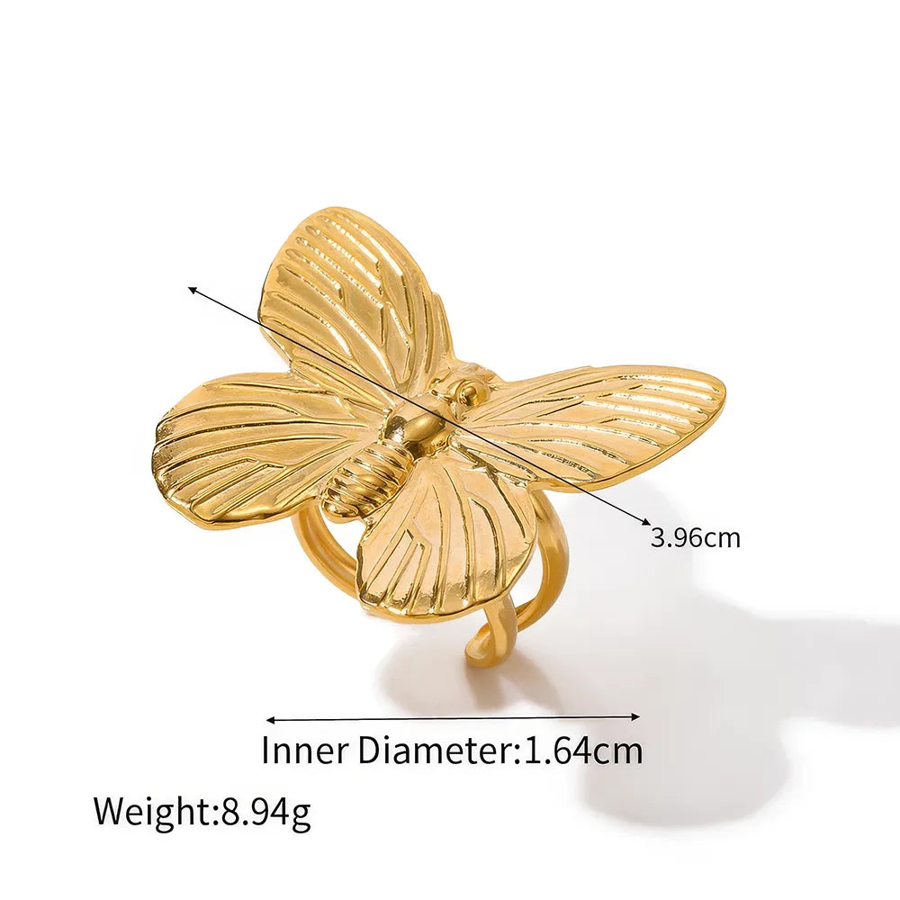 Exquisite Stainless Steel Butterfly Open Ring
