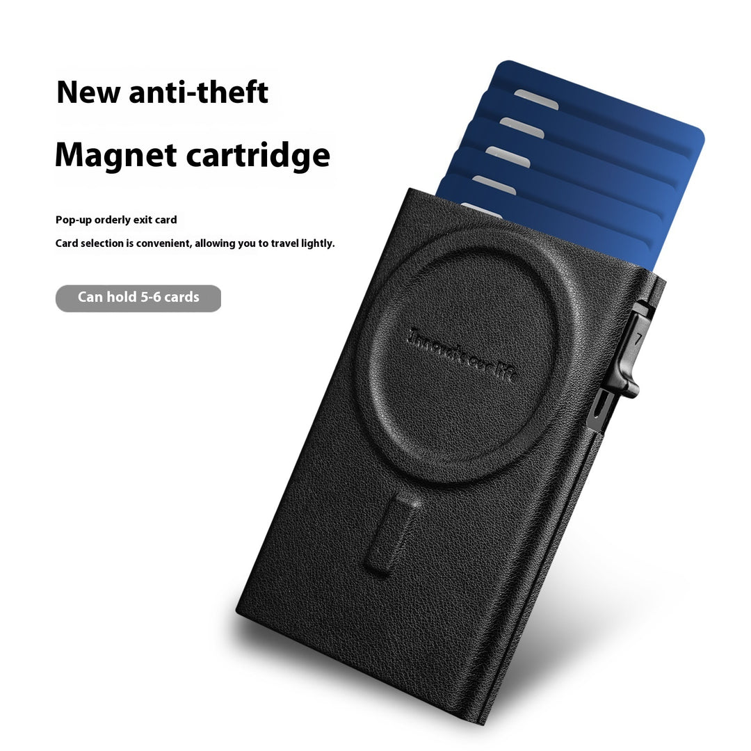 Anti-Theft Credit Card RFID Automatic Pop-up Leather Aluminum Alloy Card Package