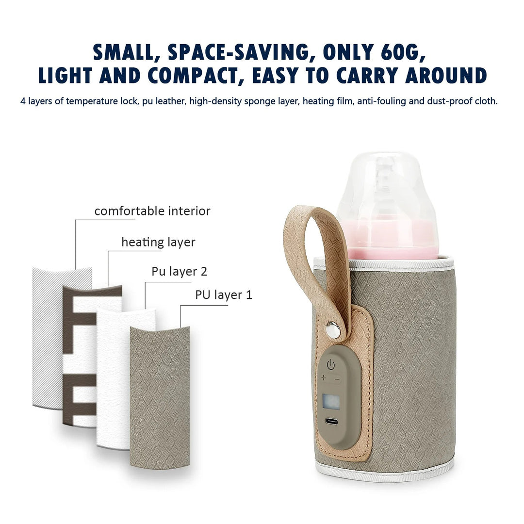 Compact Travel Baby Bottle Warmer - Adjustable Milk Thermostat Bag