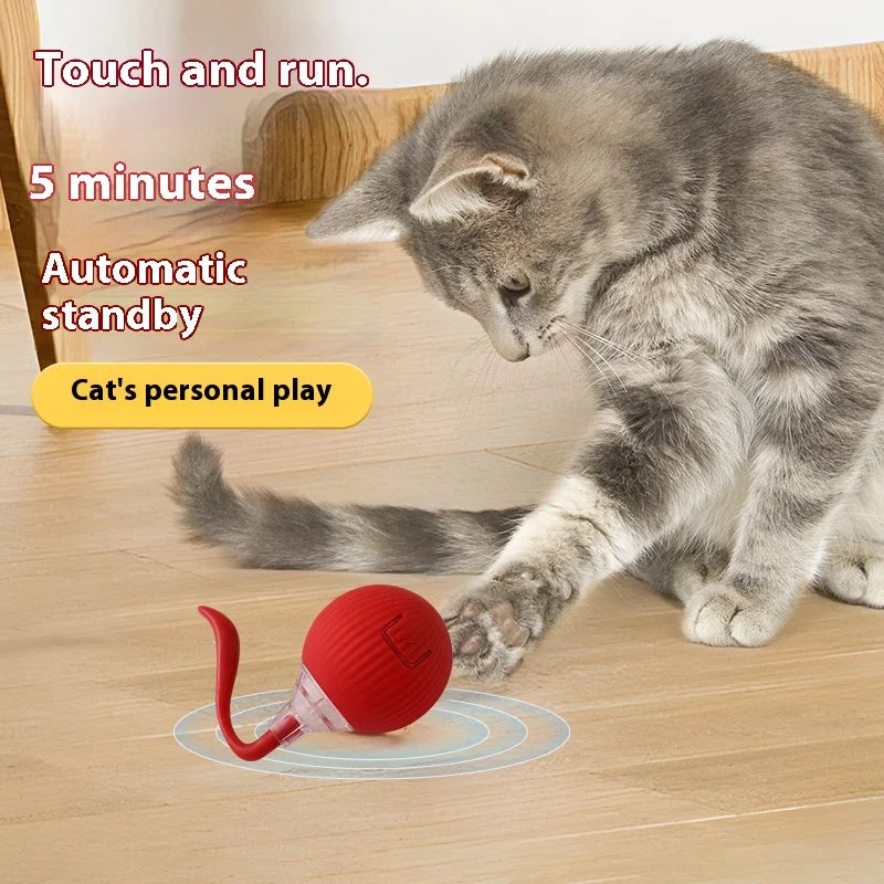 Interactive Self-Rolling Cat Ball Toy with Silicone Shell - Automatic Motion & Smart Sensor