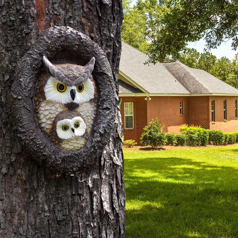 Cute Owl Tree Hanging Resin Ornament for Garden