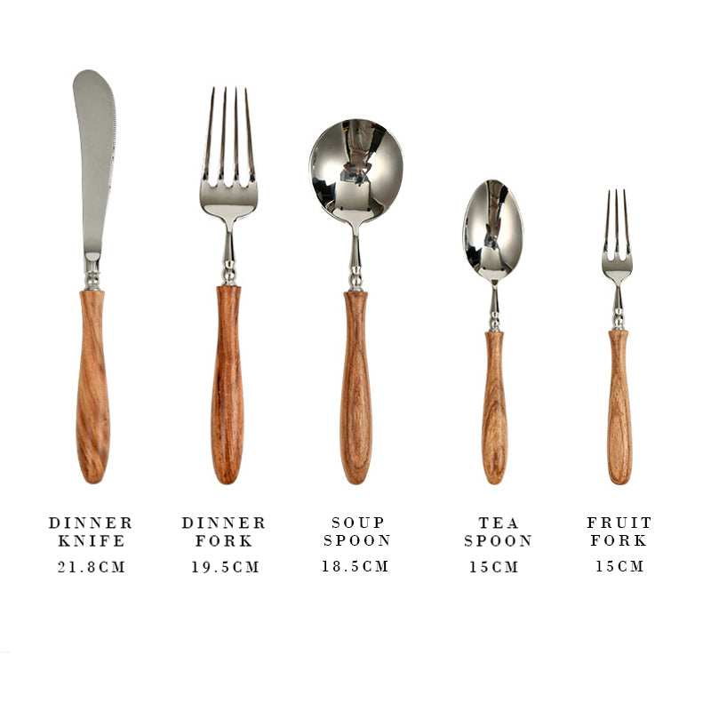 Elegant Rosewood Handle Stainless Steel Flatware Set