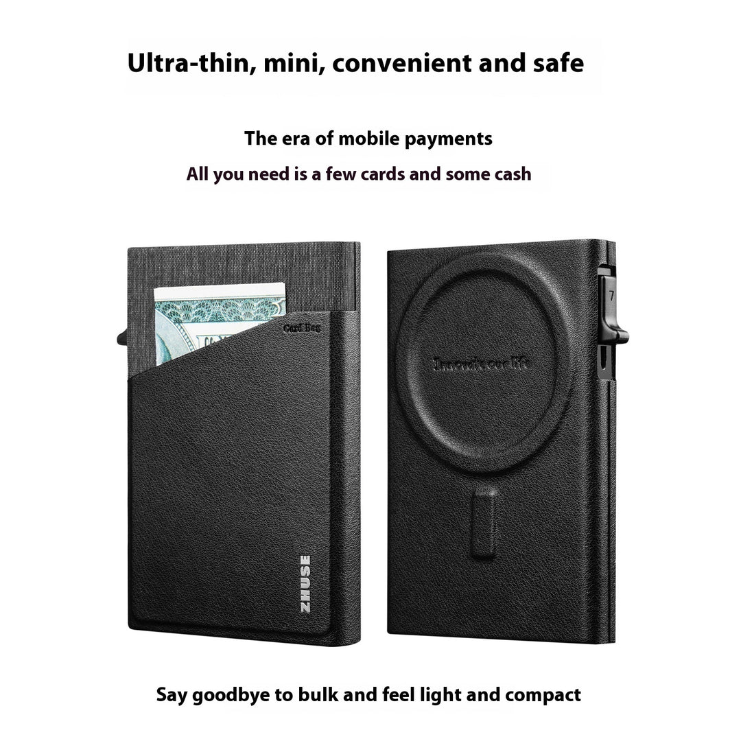 Anti-Theft Credit Card RFID Automatic Pop-up Leather Aluminum Alloy Card Package