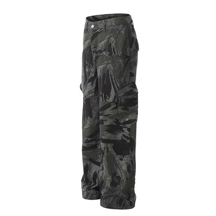 Graffiti Camouflage Straight Jeans For Men And Women