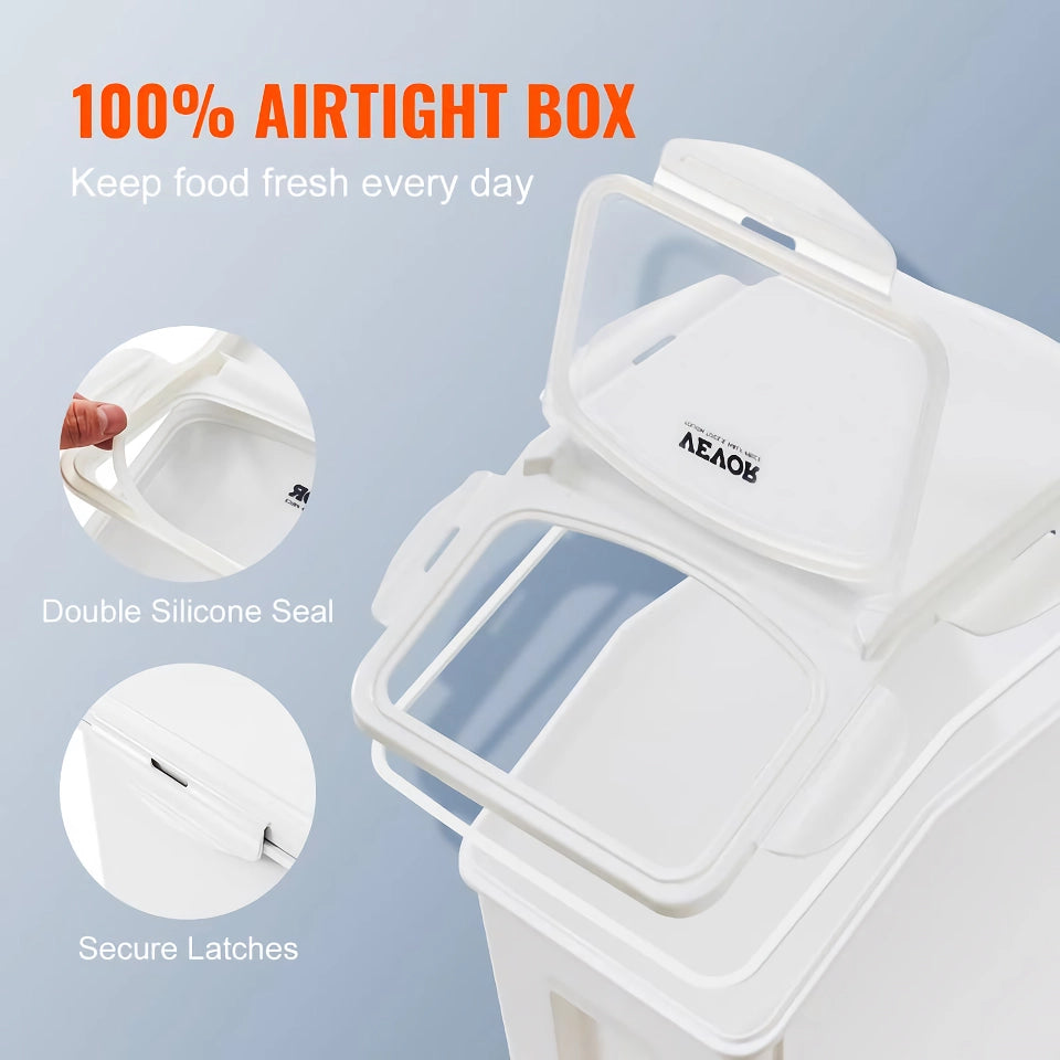 Ingredient Storage Bin 2 x 15L with Measuring Cups and Airtight Lid