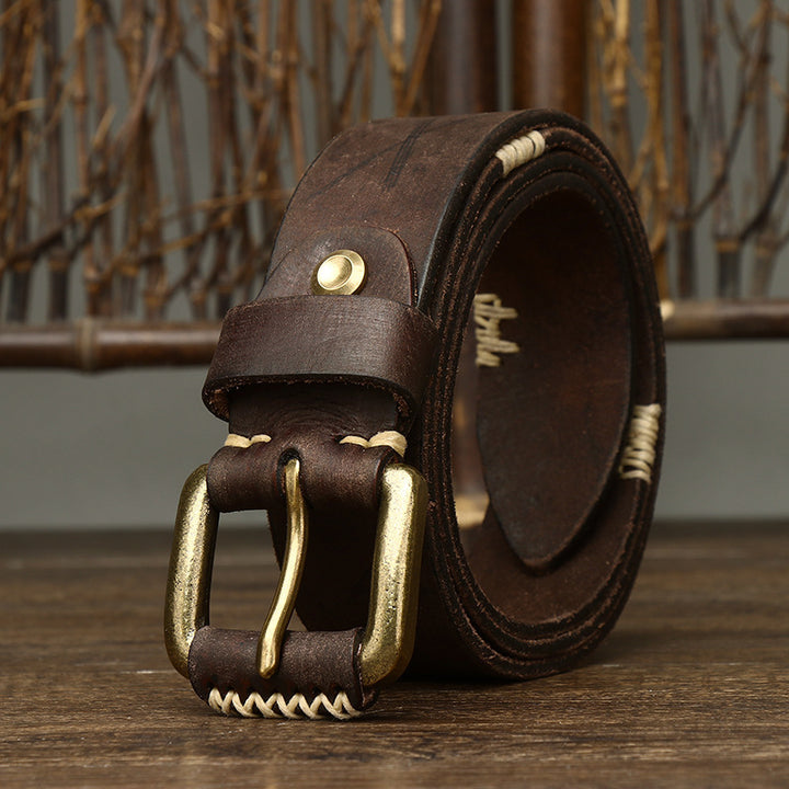 Handmade Retro First Layer Cow Leather Belt