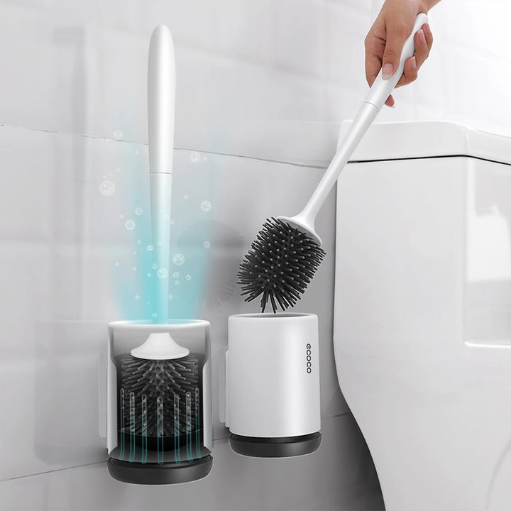 TPR Toilet Brush Set with Holder for Bathroom Cleaning