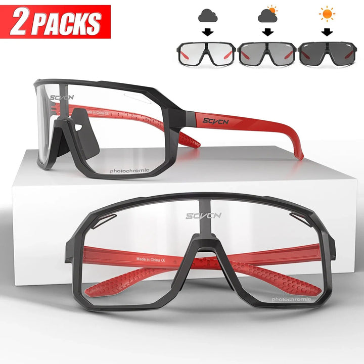 Photochromic Cycling Sunglasses 2-Pack – Unisex, Adjustable & UV400 Protection