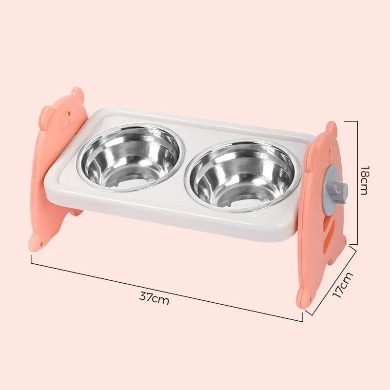 Adjustable Double Bowl Pet Feeder