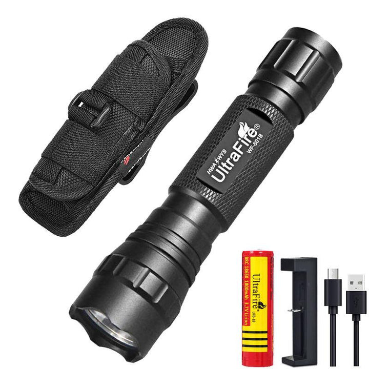 1200LM Tactical LED Flashlight with Holster and Rechargeable Battery