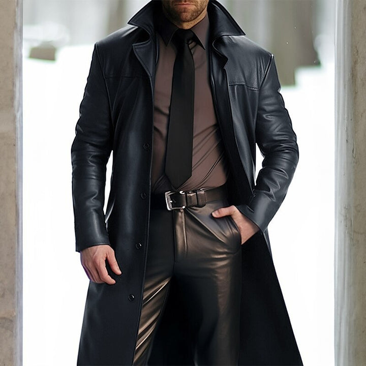 Vintage Leather Men's Mid-length Coat