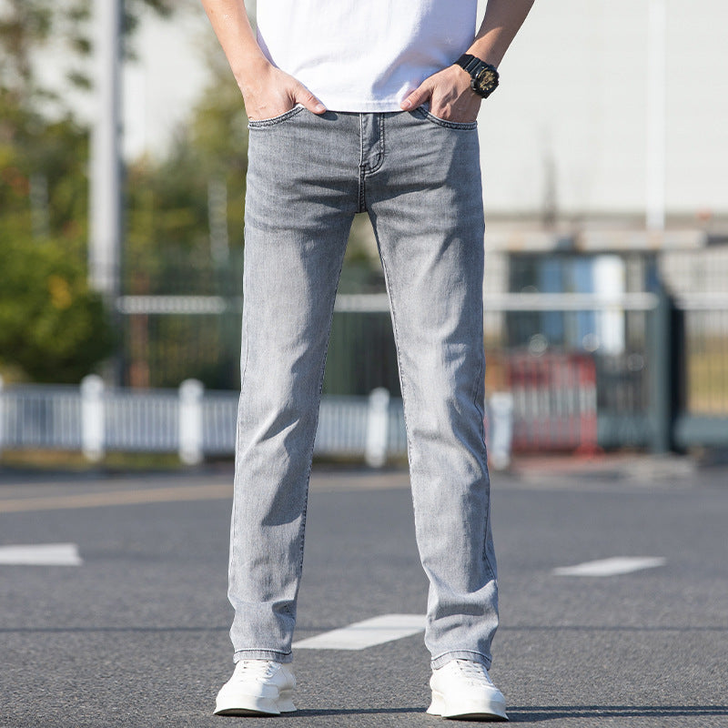 Summer Thin Jeans Men's Slim-fit Straight Trousers