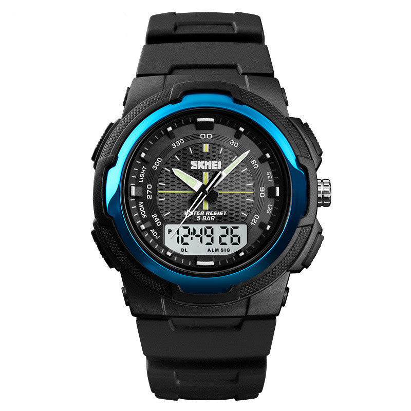 Men's Electronic Double Display Rubber Watch