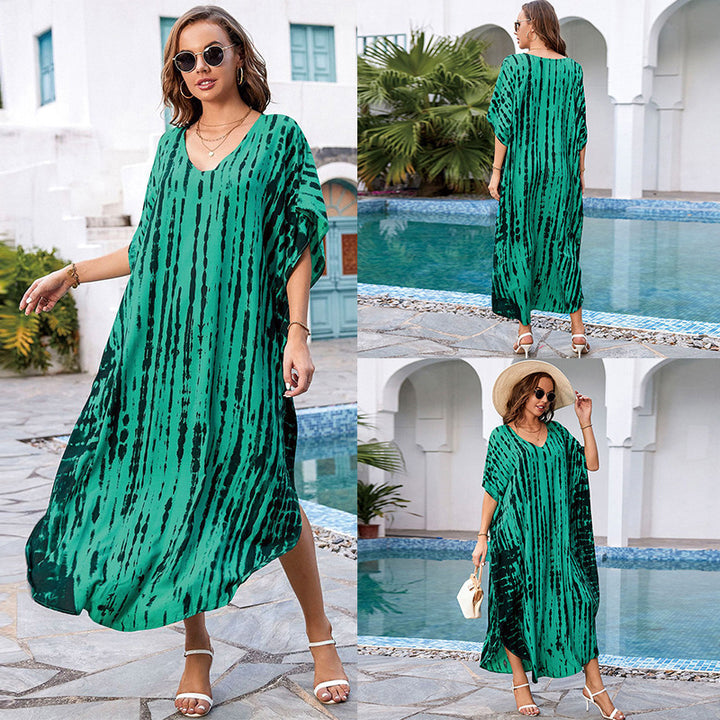 Rayon Tie-dyed Beach Long Dress Sun Protection Shirt