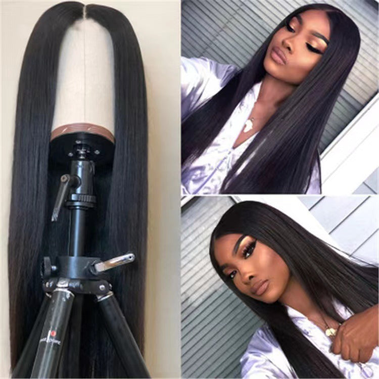 Wig Female Chemical Fiber Front Lace Middle Black