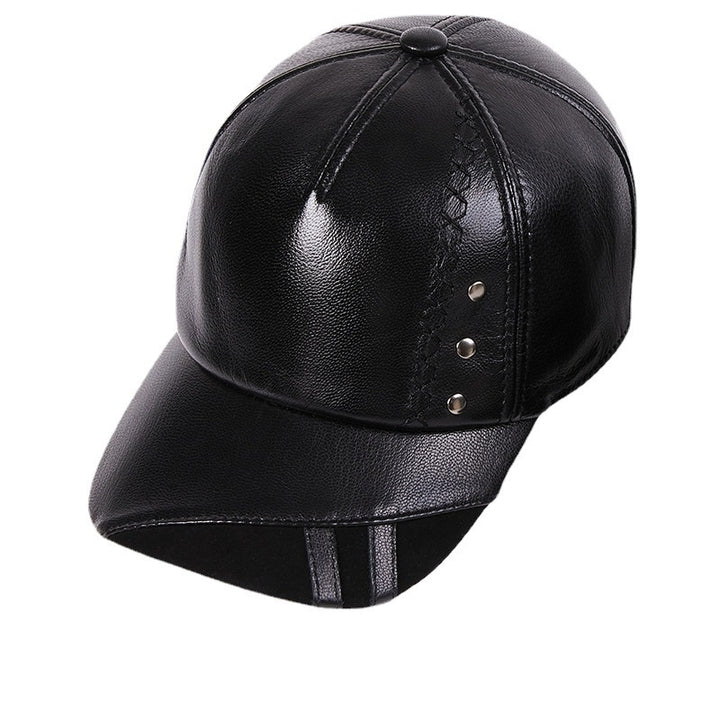 Casual Sheepskin Korean Style Baseball Cap Genuine Leather