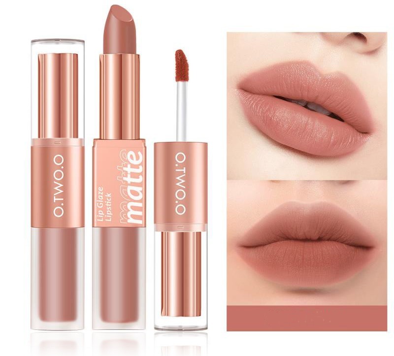 Lip Glaze Nude Milky Coffee Amber Pumpkin Cinnamon Milk Tea Double-headed Lipstick