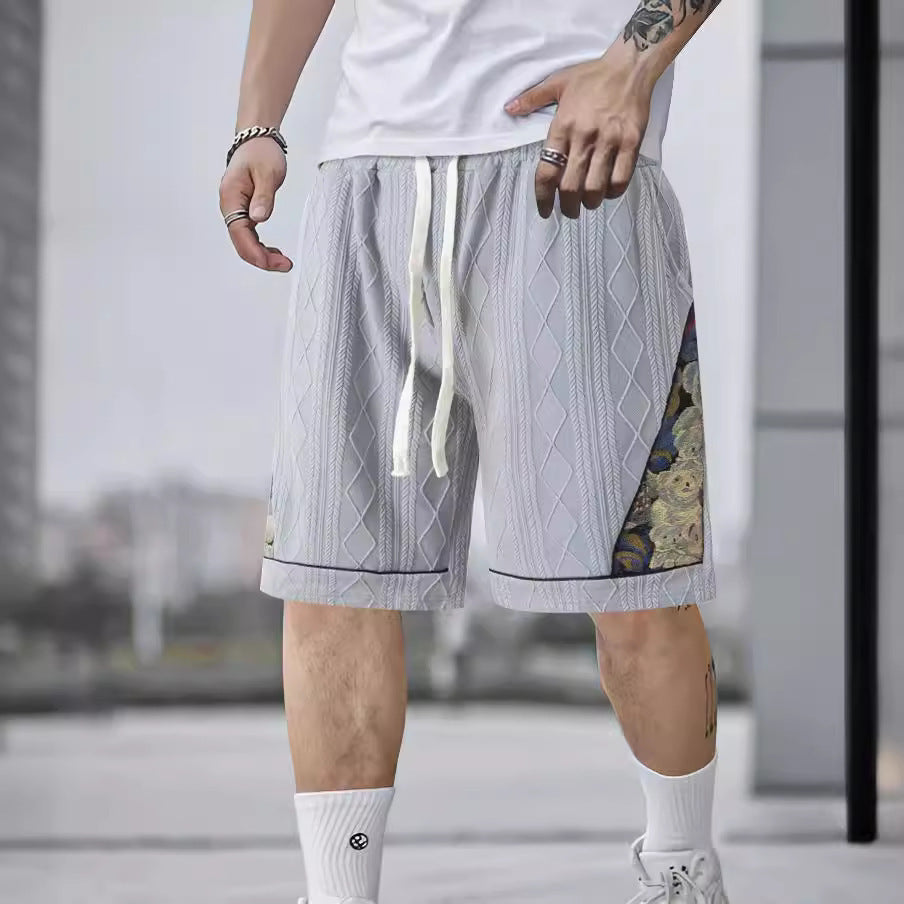 Casual Jacquard Color Matching Shorts