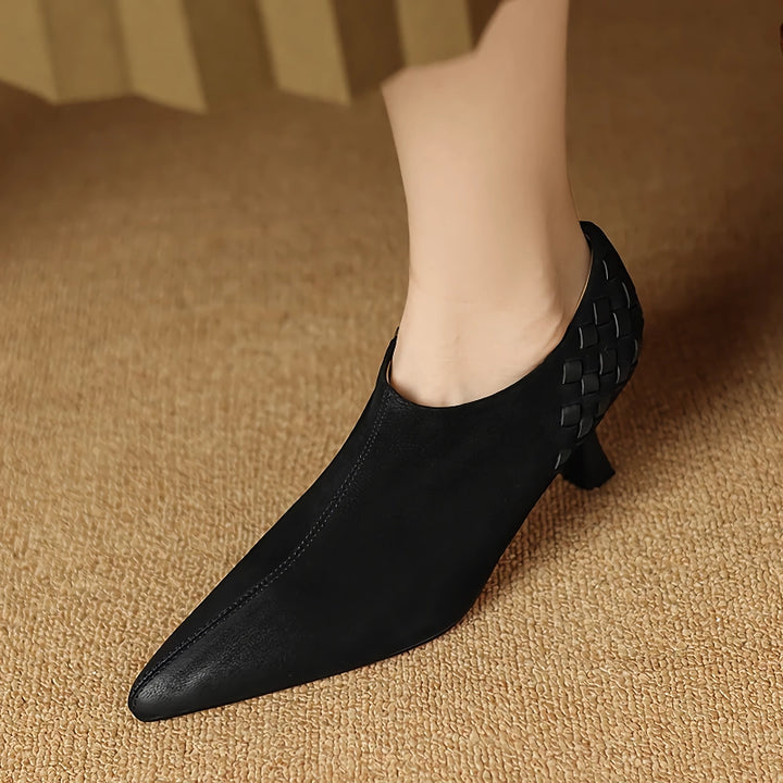 Elegant Split Leather Slip-On Pumps