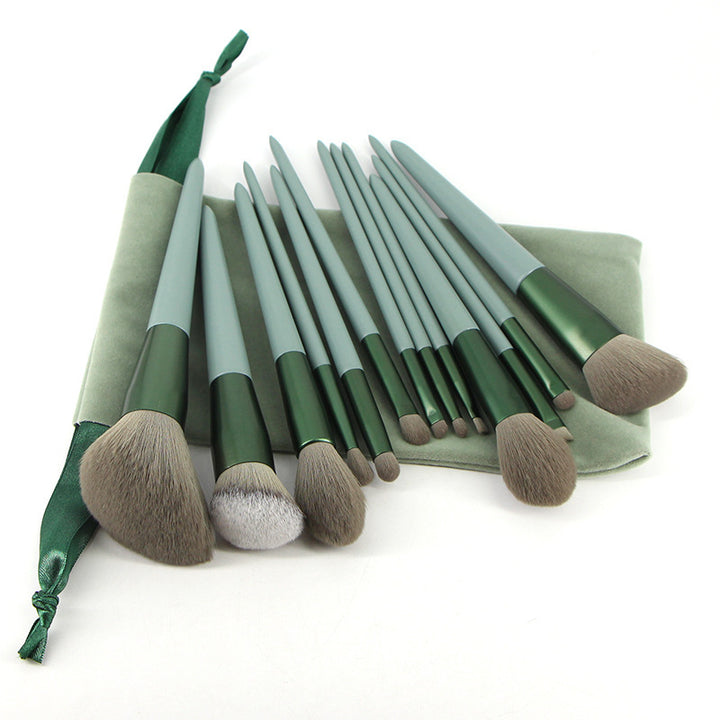 Green Wooden Handle Quick-drying Soft Fur Flour Brush Suit