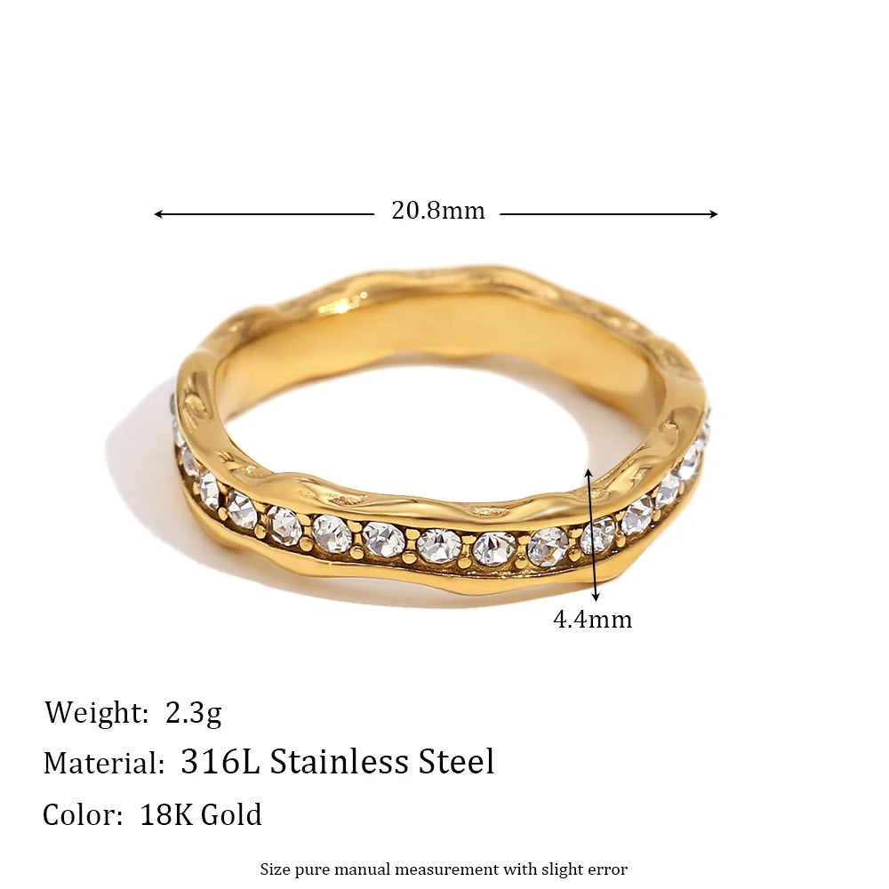 18K Gold Plated Irregular Wave Ring - Tarnish-Free & Hypoallergenic