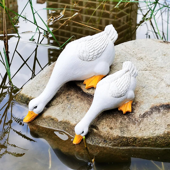 Charming Duck Figurine Sculptures for Home and Garden Decor