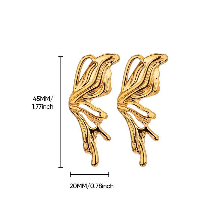 Gold Butterfly Wings Stud Earrings