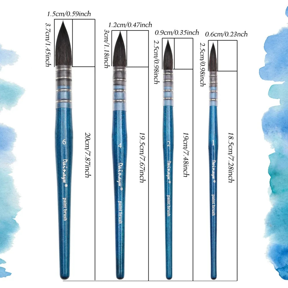 Premium Squirrel & Horse Hair Watercolor Brushes Set