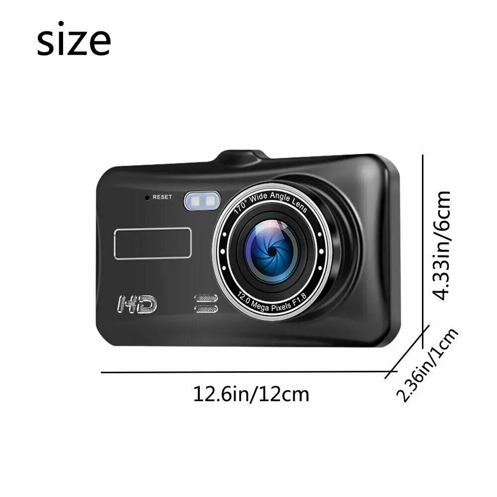 1080P Full HD Dual Dash Cam with Night Vision and 170° Wide-Angle Lens