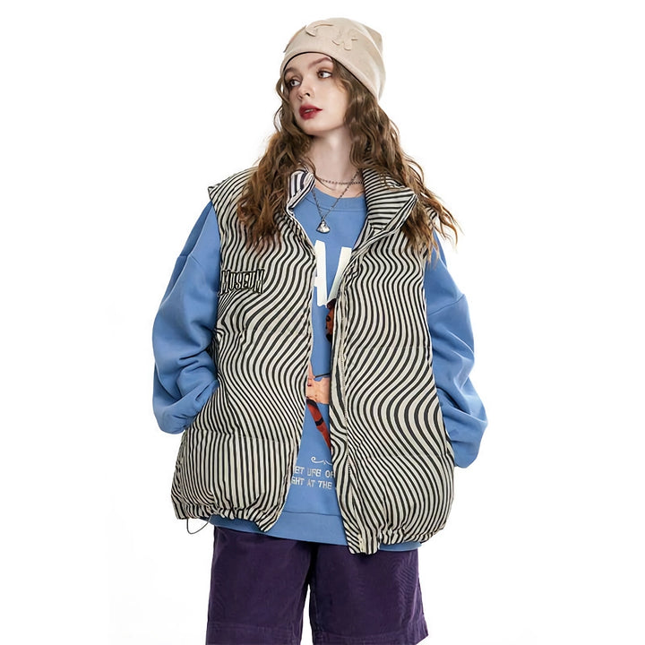 Striped Detachable Down Vest for Autumn/Winter