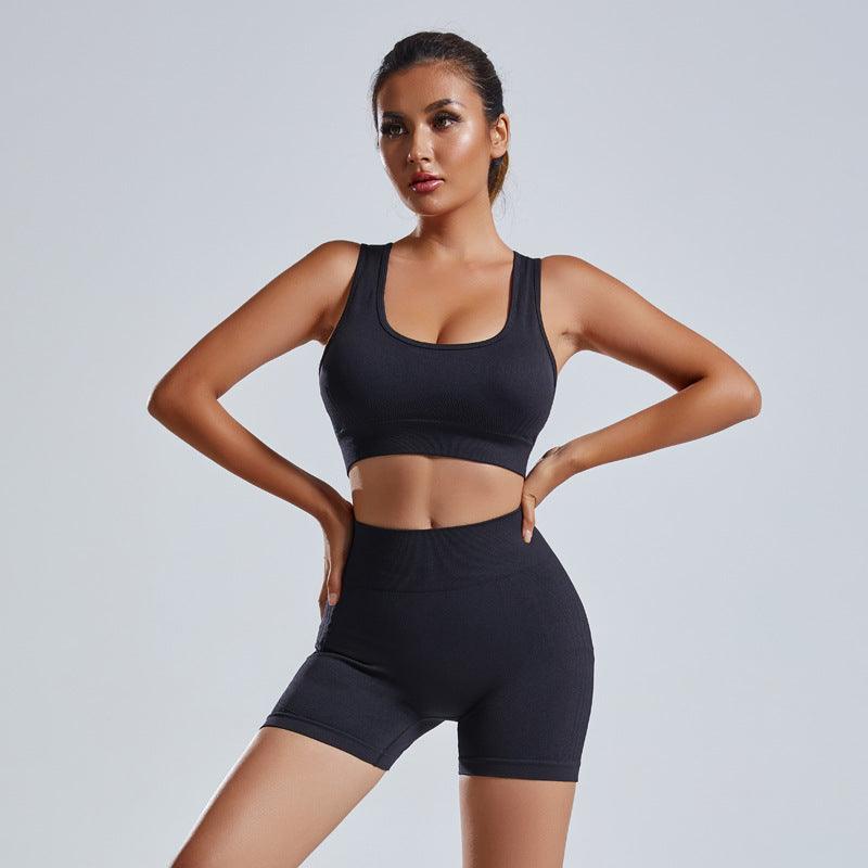 2pcs Yoga Set Women's Vest And Shorts Tracksuit Seamless Workout Sportswear Gym Clothing High Waist Leggings Fitness Sports Suits - Trendha