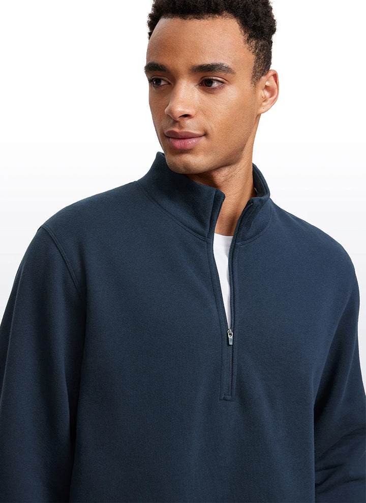 Men's Fleece-Lined Mock Neck Half Zip Sweatshirt