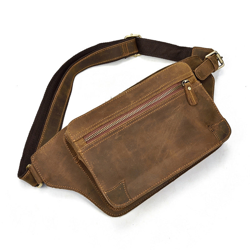 Leather Retro Men's Crazy Horse Skin Waist Bag