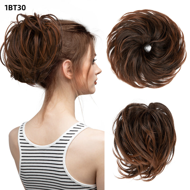 Bud Bun Artificial Hair Bun Natural Fluffy Long Beard Curly Hair Bun Lazy Updo Chignon