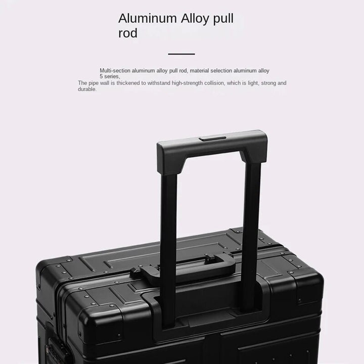 Aluminum Alloy Rolling Suitcase: Spinner Wheels, Lockable, Multiple Sizes