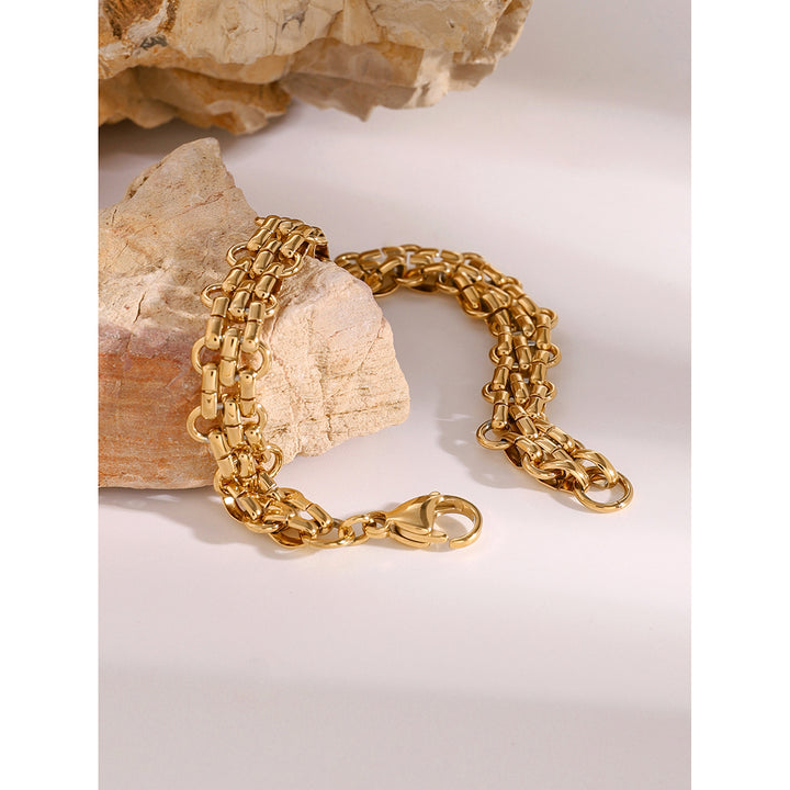 18K Gold Plated Heavy Duty Ring Clasp Braided Bracelet