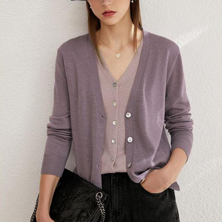 Minimalist Autumn V-Neck Woolen Cardigan