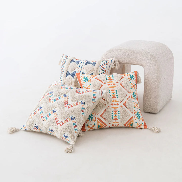 Boho Geometric Tufted Cushion Cover – Decorative Pillow for Home and Sofa