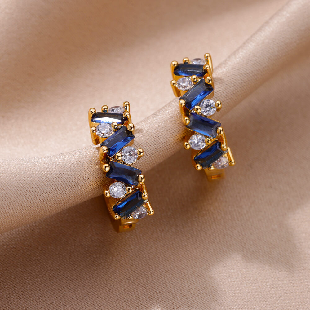 Elegant Blue Zircon Hoop Earrings for Women