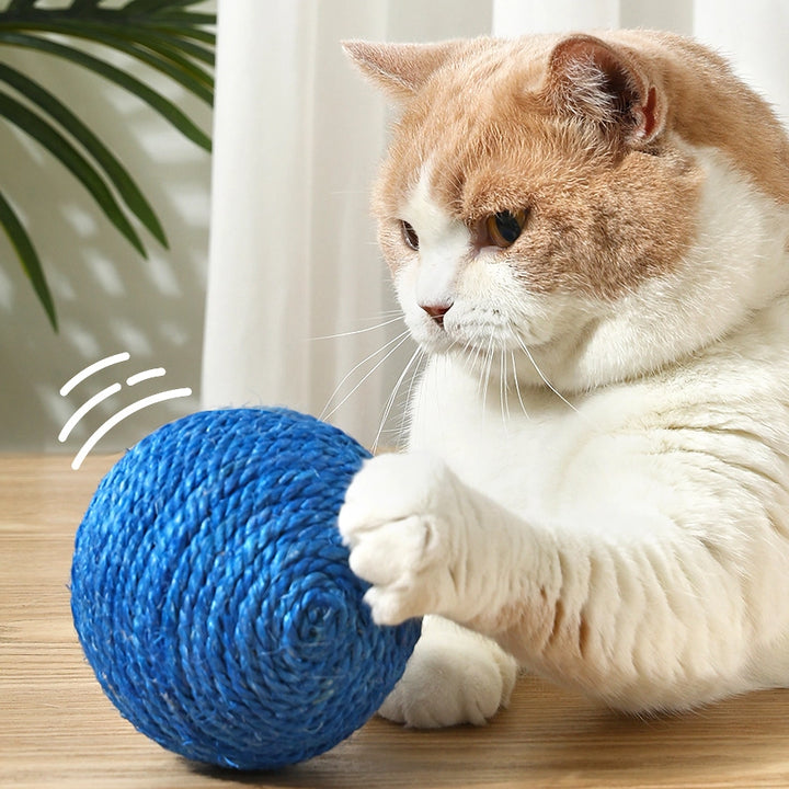 Interactive Sisal Ball Cat Toy with Sound