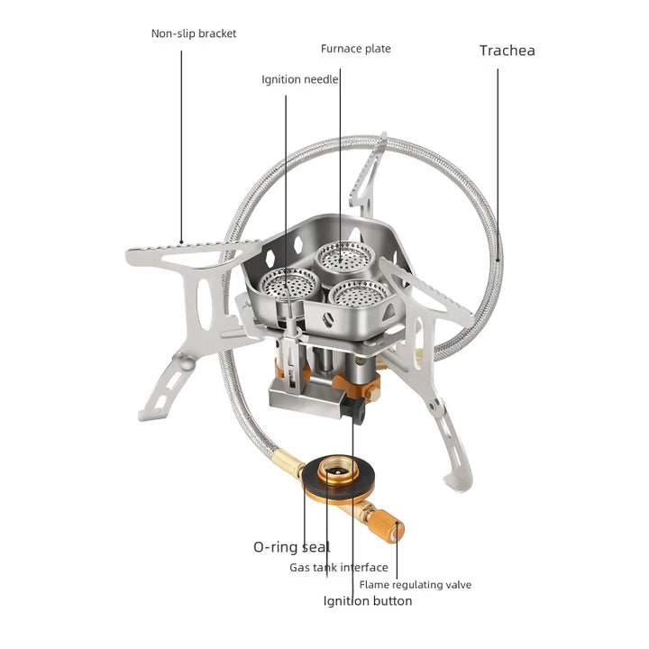 Outdoor Portable Windproof Three-Head Camping Stove