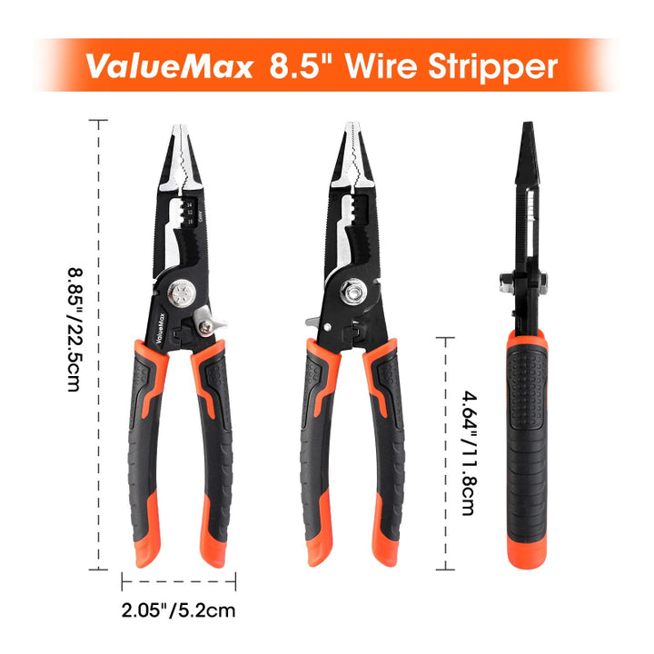 8.5" Wire Cutters and Strippers with Flush Pliers