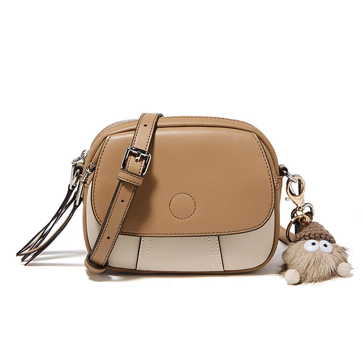 Fashionable Split Leather Crossbody Shoulder Bag with Accessories