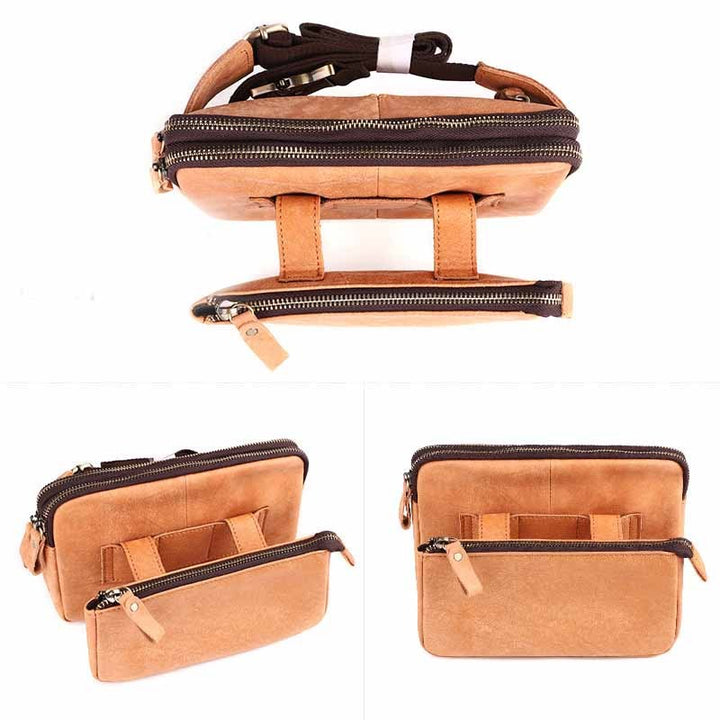 Men Waist Bag Pack Casual Functional Money Phone Belt Bag Male Unisex Sling Bag For Belt Leather Hip Bag Chest Phone Purse