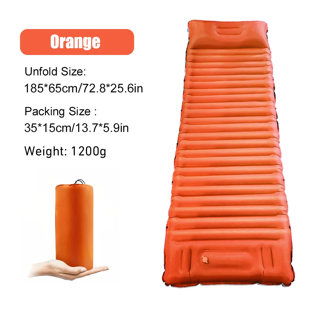 Ultralight Inflatable Camping Mattress with Pillow and Built-in Pump